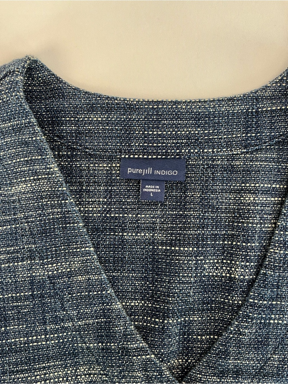 J. Jill Pure Jill Indigo Blue Button-Front Cotton Textured Jacket Blazer - Picture 7 of 9